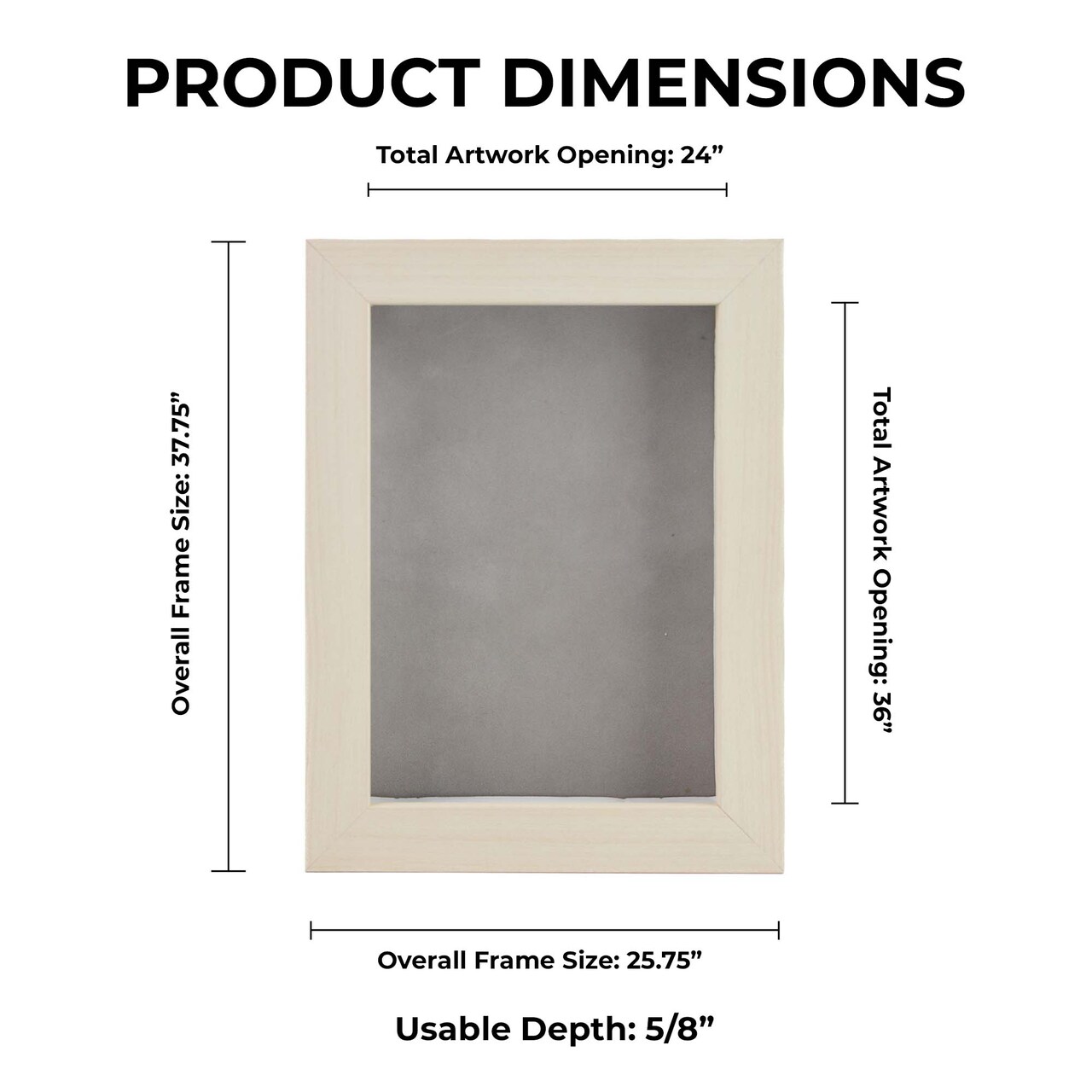 Natural Whitewash Wood Shadow Box Frame with Acrylic Front - Light Brown Suede Backing, 30 Sizes